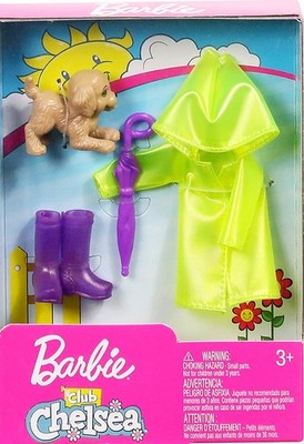 ~FXN71 Barbie LFoK CLUB CHELSEA Rainy Day Play Accessory Pack Boots Slicker