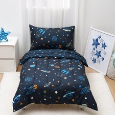 4 Piece Toddler Bedding Set - Soft Breathable Toddler Bedding Set for Boys Gi...