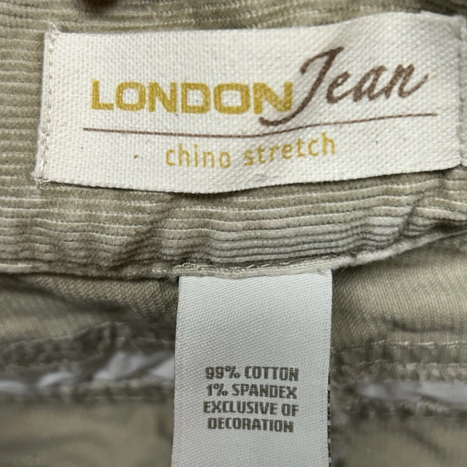 Minifalda London Jean Chino Elástica Pana Talla 14 Caqui Bolsillos Borde Crudo Y2K Foto 2 de 4