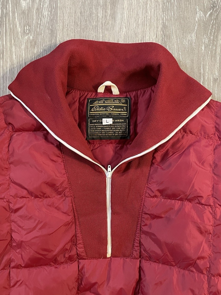 Eddie Bauer 80s VINTAGE Drivers Down Pullover Jacket Size L - RED