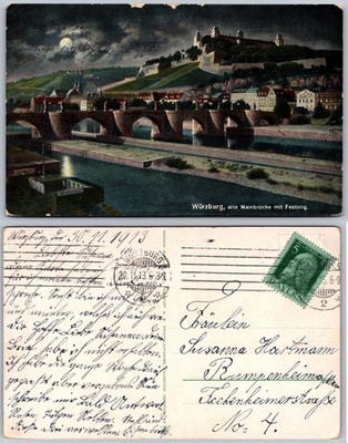 #ad #ad Wurzburg Alte Mainbrucke Festung Postcard $1.99