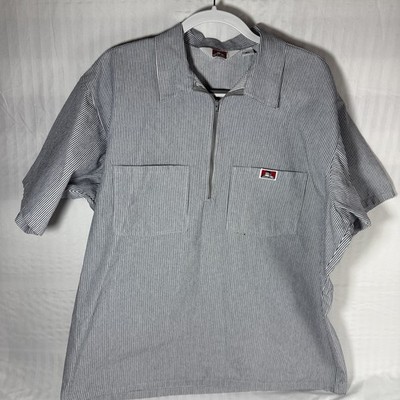 Ben Davis Short Sleeve GRAY Striped 2 Pockets 1/2 Zip Shirt MENS XL UNWORN 2R