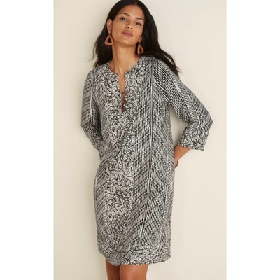 Soft Surroundings Raven Dress Ecru Black Medium NWT Boho Travel Resort