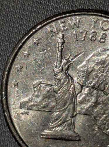 2001-P New York State Quarter Die Crack Error "Large Crown" PMD - Picture 3 of 13