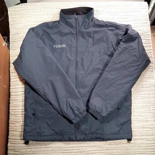 columbia mens lt large tall interchange insulated jacket slate nylon fleece coat - product listing photo