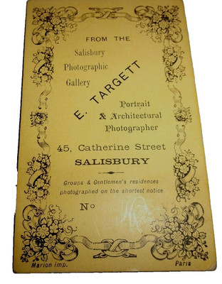 Sepia Kabinettkarte viktorianisches Foto Kind Frau E. Targett Salisbury 10,5 cm x 6,3