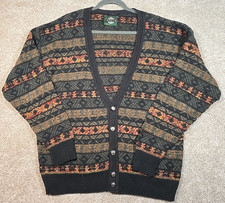 Jantzen Vtg Knit Cardigan Sweater Geometric USA Made Urban Sophisticate Men's L