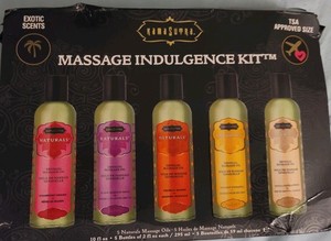 KamaSutra, Massage Indulgence  Kit. 5 Oils, 2 oz ea. Great Value All in one set