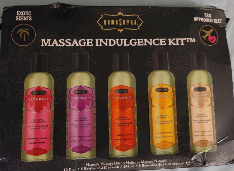 KamaSutra, Massage Indulgence  Kit. 5 Oils, 2 oz ea. Great Value All in one set