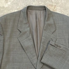 Mani By Giorgio Armani Blazer Mens 42L Grey Plaid Virgin Wool Sports Coat Jacket