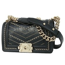 CHANEL Chain Shoulder Bag Boy Chanel Vintage calfskin Studded A67085 Women Used