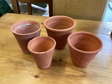 Vintage Hand Thrown Terracotta Flower Pots, Various Sizes X 4