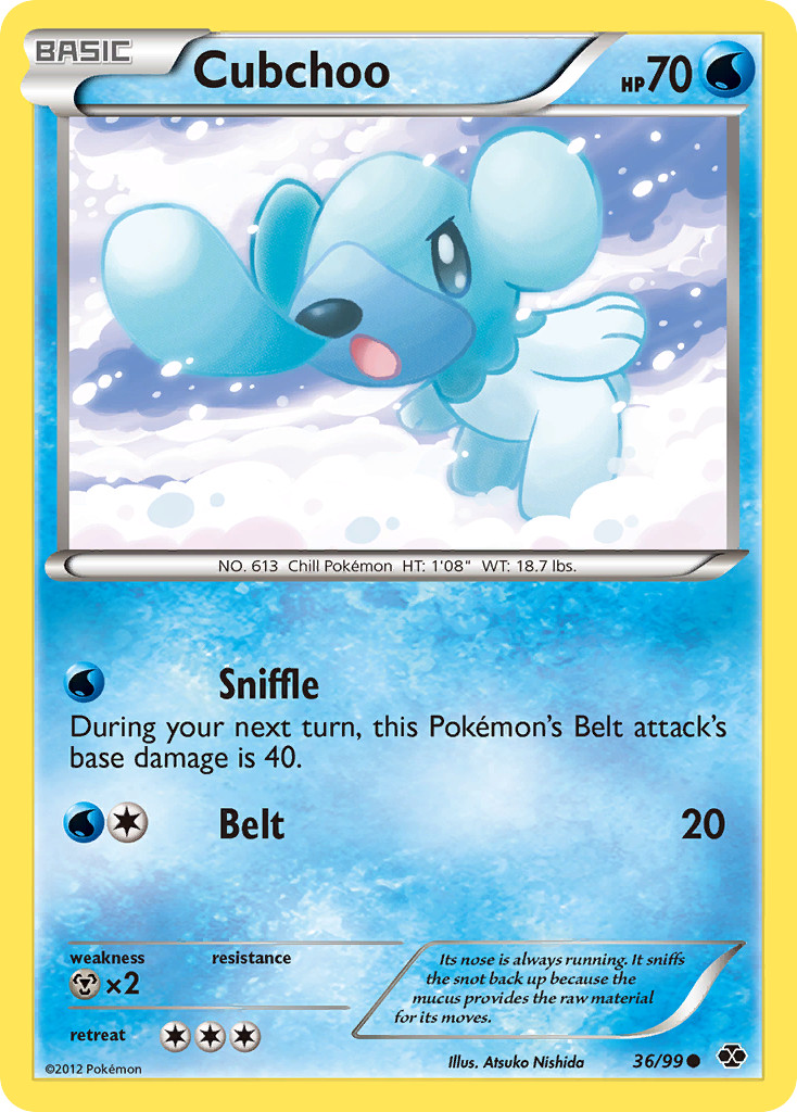 CUBCHOO 36/99 COMMON NEXT DESTINIES POKEMON HEAVILY PLAYED