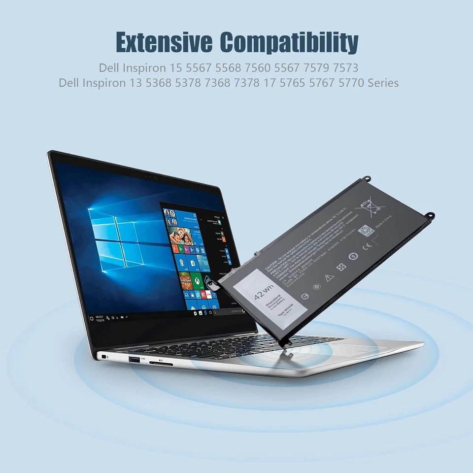 WDX0R WDXOR Battery For Dell Inspiron 13 15 5000 7000 Series Latitude 3480 3580 - Image 2 of 3