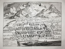 Barcelonette Alpes-De-Haute-Provence Gravure Cuivre Engraving Blaeu 1726