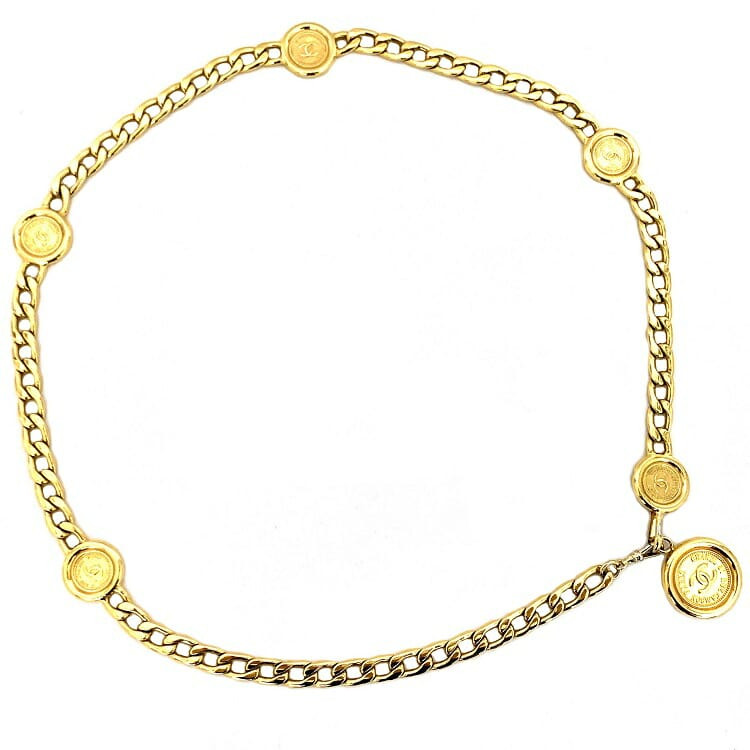 Chanel Chain Belt Gold Coco Mark Coin Motif GP Women display picture 1