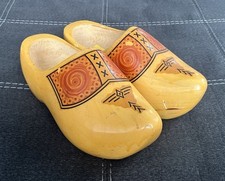 Laddrak Made in Holland Traditional Yellow Wooden Clogs Hand Painted Klompen 37