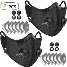 Reusable Face Mask Breathing Valves Sports Cycling Outdoor Active Carbon Filter