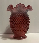 Fenton #3858 CR Cranberry Opalescent Hobnail Vase