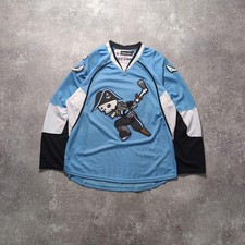 Reebok CCM AHL Hockey Jersey M Light Blue Pirate Skull Made in Canada