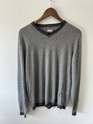 Armani Collezioni Pullover Herren XL Grau 100% Kaschmir | Löcher / Repariert