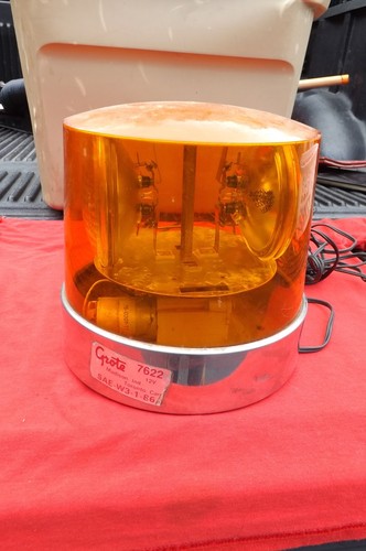 GROTE 8" Amber Beacon Twin Light Rotating Lamp #7622 Tested Working CAR PLUG IN