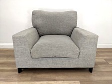 ARMCHAIR Grey Weave Fabric Removable Cushions Deep Seat FREE DELIVERY
