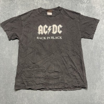 Vintage ACDC T Shirt 00 s Back In Black Band Rock Tour Concert site Sz L