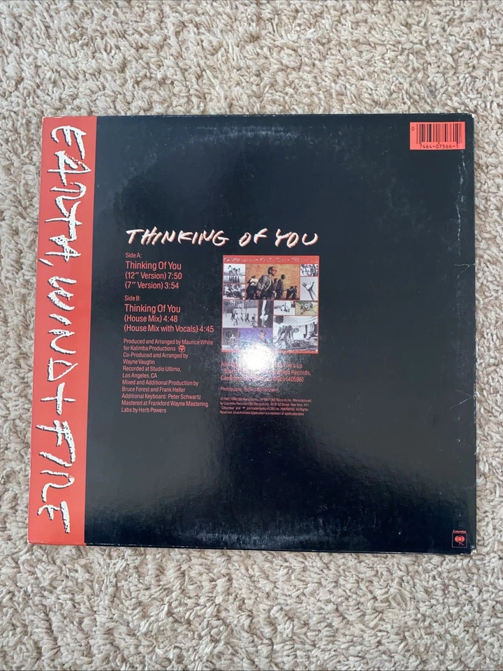EARTH WIND & FIRE 12" MIXES "THINKING OF YOU" COLUMBIA RECORDS 44 07566 NM Foto 2 de 4