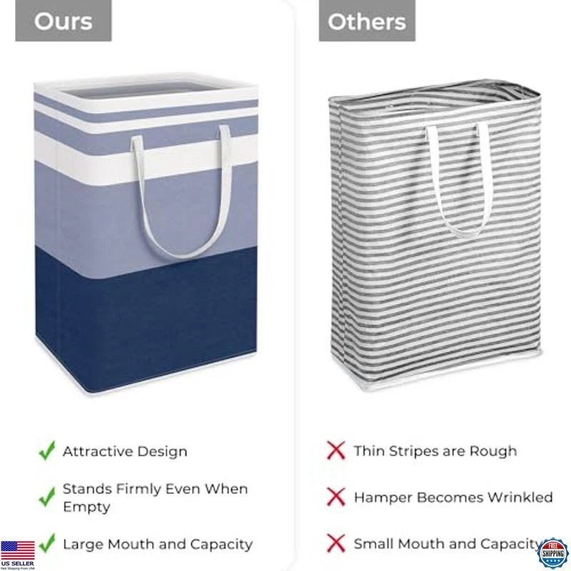 HomeHacks 75 л синяя водонепроницаемая складная корзина для белья корзина корзина с ручками - Изображение 3 из 4