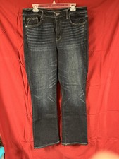 Womens BKE Buckle Black Fit No. 75 Dark Blue Denim Tailored Bootcut Jeans 34x32