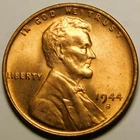 1944 S Lincoln Wheat Cent Penny Red BU  Actual Coin Pictured