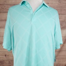 New Greg Norman For Tasso Elba Polo Shirt Mens XL Blue PlayDry Moisture Wicking