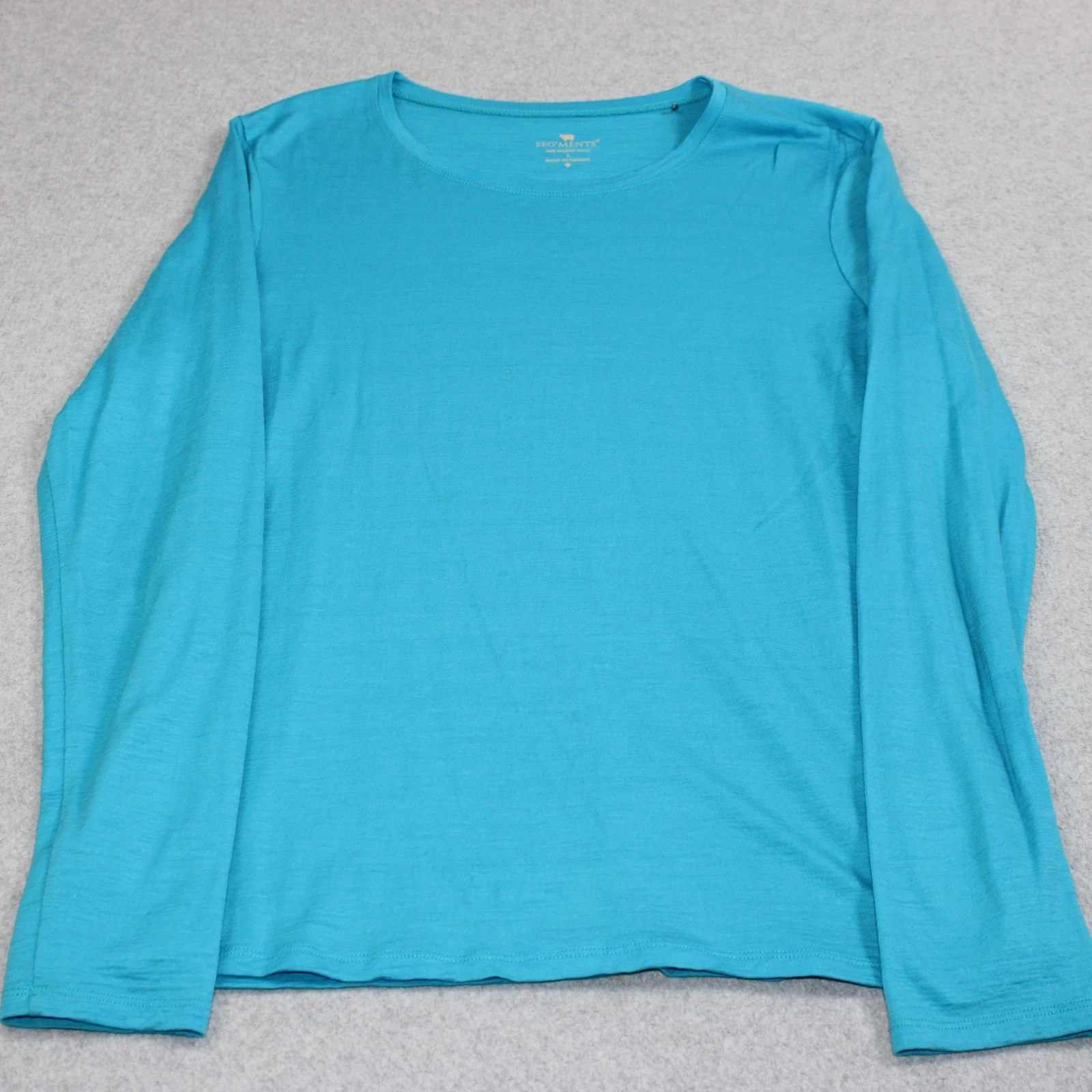 SEG'MENTS Merino Wool Shirt Womens Large Blue Long Sleeve Base Layer Lightweight