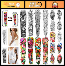 Full Arm Temporary Tattoos - 18 Sheets Waterproof Fake Body Art Stickers for Wom