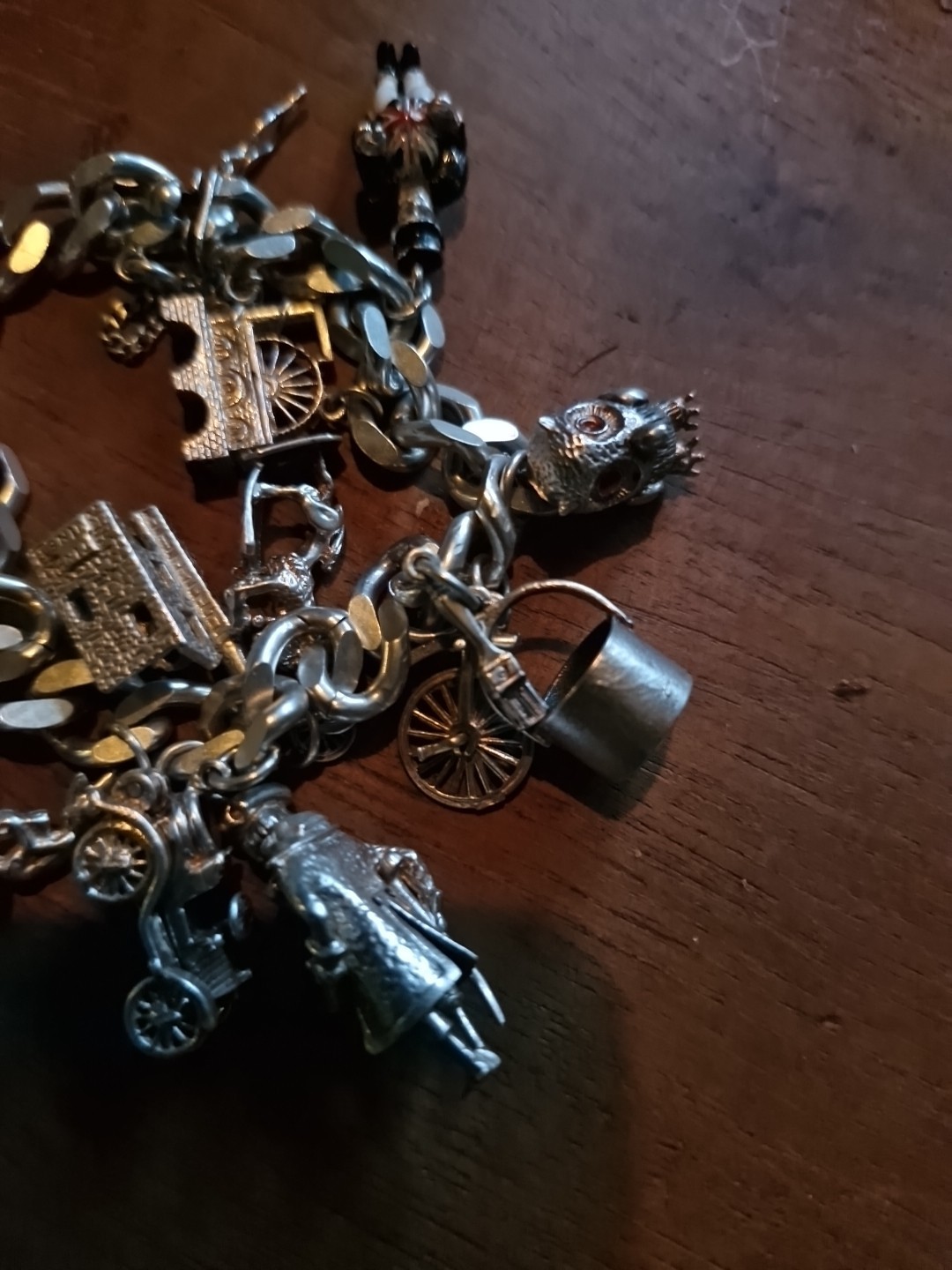 Chunky Hallmarked Solid Silver Vintage Charm Brac… - image 3