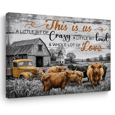 Funny Highland Cow Wall Art, Rustic Farmhouse Bathroom Cows Pictures Wall Dec...