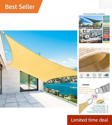 10'x13' Curved Sand Shade Sail -  185GSM UV Protection for Patios