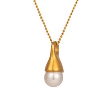 Baroque Pearl Pendant Necklace for Women Dainty Gold Chain Stainless Steel Neckl