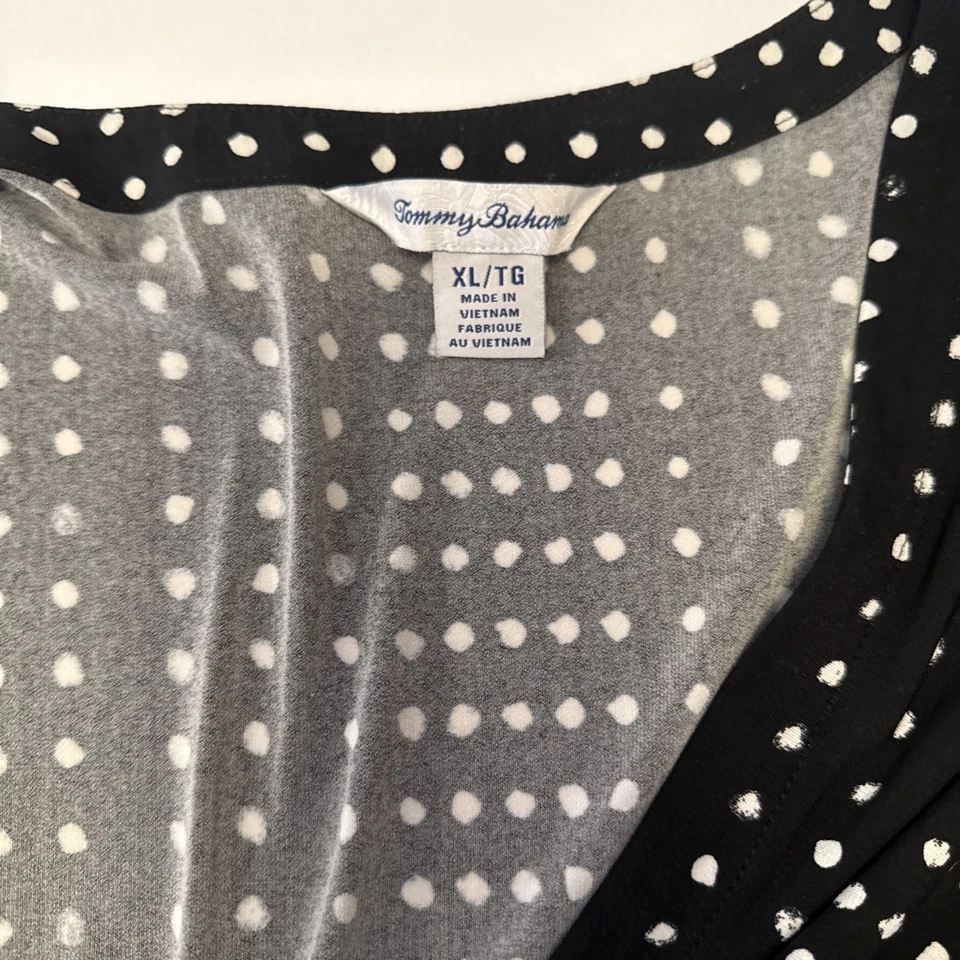 Vestido envolvente Tommy Bahama XL Dunmore Dot negro blanco lunares 12 14 16 para mujer Foto 4 de 4