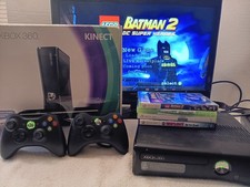 Xbox 360 Slim 4 GB Console Model 1439 w/ Kinect  4 Game Boxed Bundle 2 Controls
