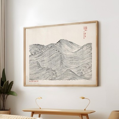 Japanese Waves Poster   Mori Yūzan Vintage Japandi Ocean Wall Art Decor