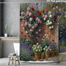 Rustic Flower Garden Waterproof Shower Curtain Bathroom Decor Multi-size
