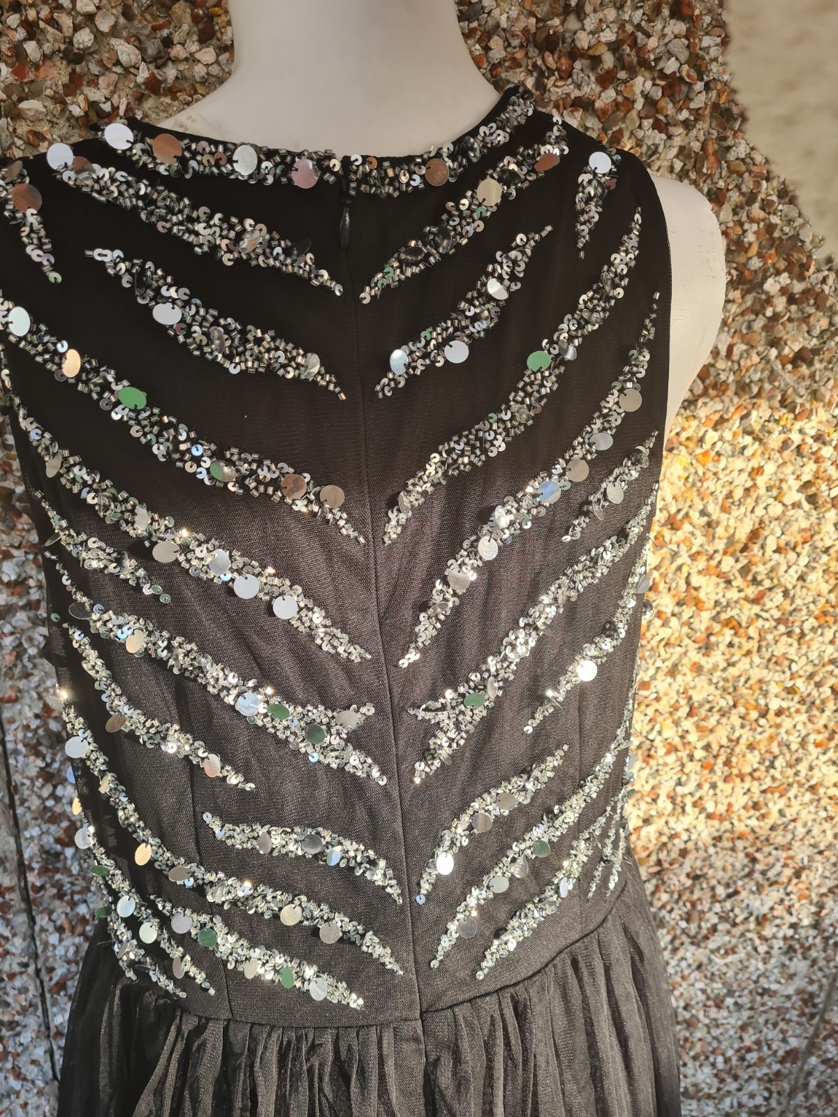 Bodyflirt Boutique Black Silver Sequin Beaded Maxi Dress UK 16 NWOT RRP £75 image 7