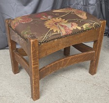 Antique Arts and Crafts Mission Quarter Sawn Oak Footstool or Ottoman on The Hot Collector