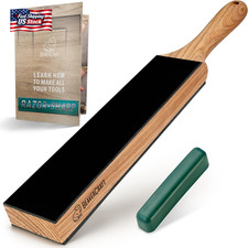 Beavercraft Leather Strop for Knife Sharpening - Dual-Sided Knife Strop with Str