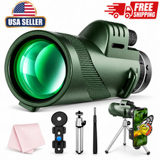 80x100 Monocular Telescope HD Waterproof with Phone Adapter for Hiking Camping