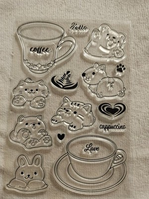 Silikonstempel/ Clearstamp Kaffeeschaum Tierchen Kawaii