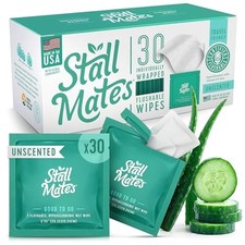 Flushable Wipes, Unscented, Individually Wrapped, 30 Count, Sensitive Skin