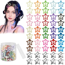 50Pcs Star Hair Clips,Cute Hair Accessories Colorful Metal Non-Slip Snap Clips a